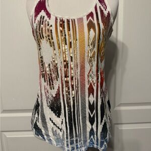 Express Sequin Striped Tank Top